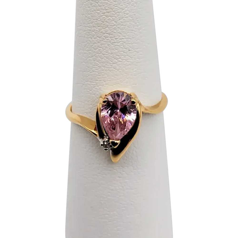 Vintage 14K Pink Topaz Diamond Ring - image 1