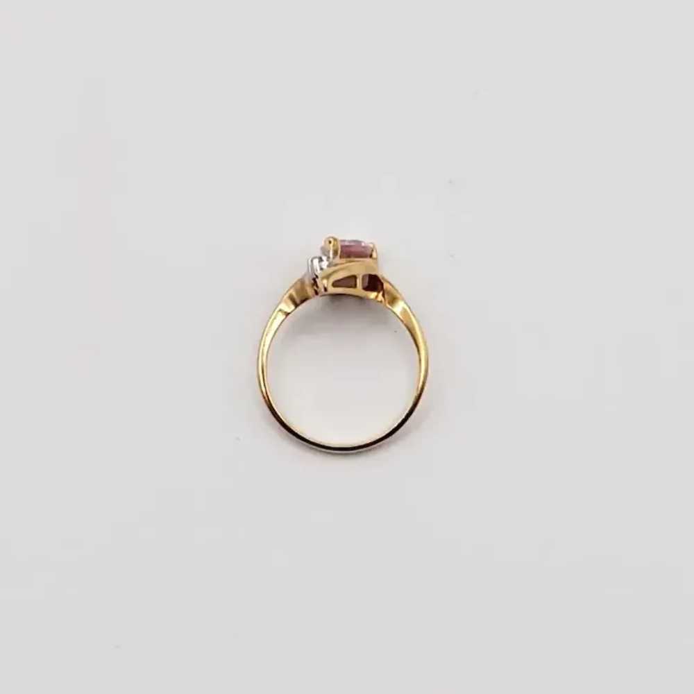 Vintage 14K Pink Topaz Diamond Ring - image 5