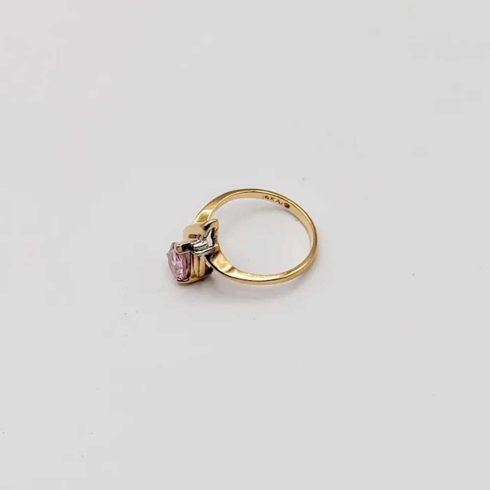 Vintage 14K Pink Topaz Diamond Ring - image 6
