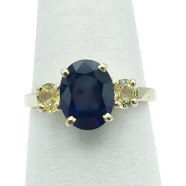 14K Blue and Yellow Sapphire Ring