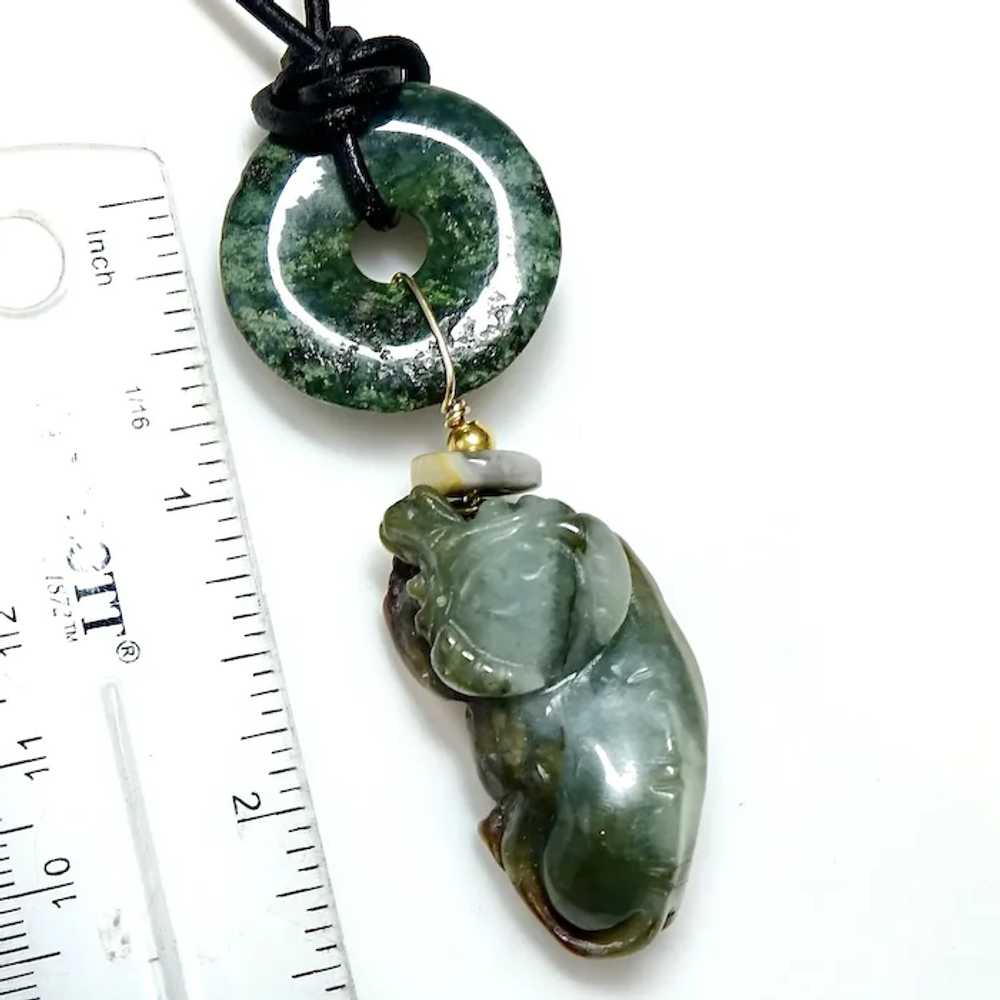 Hand Carved Old Jade Ram Pendant Necklace - image 7