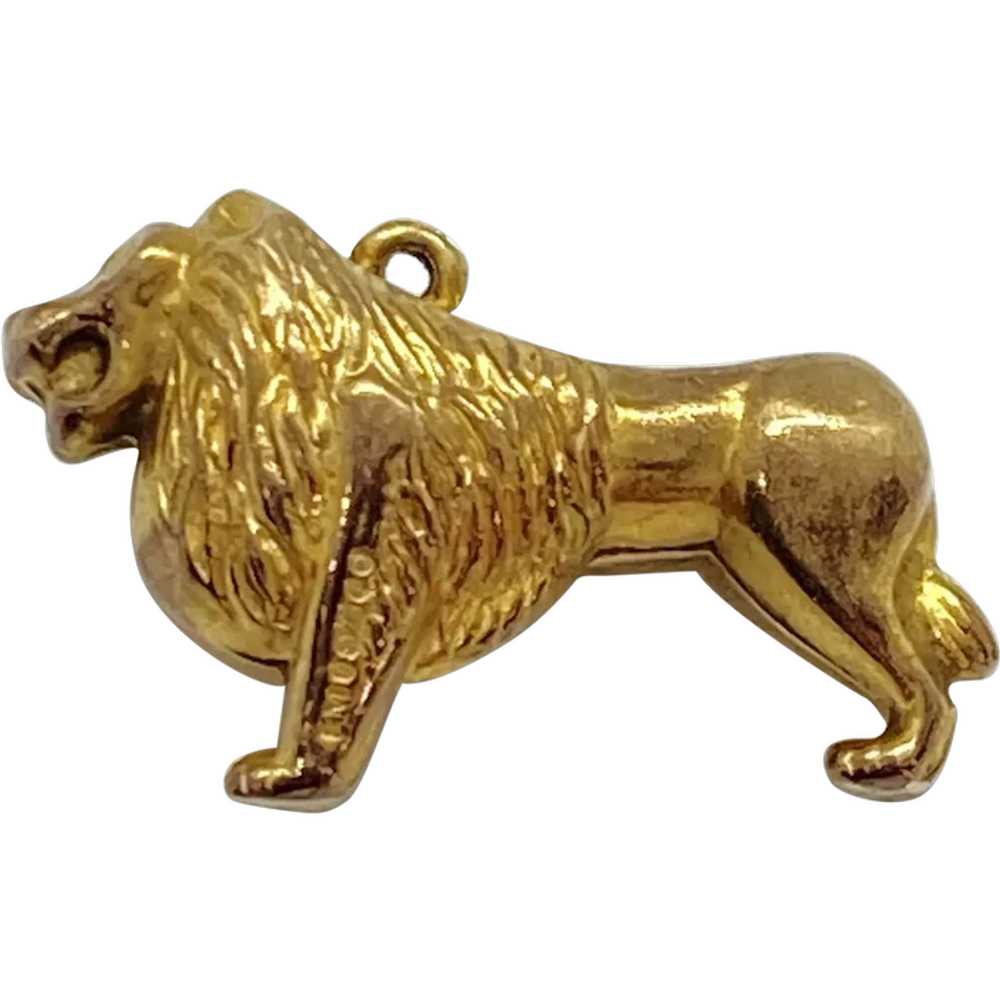 Lion or Leo Zodiac Vintage Charm 9K English Gold … - image 1