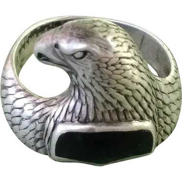 1990s Mens Sterling Silver Eagle Ring Sz 8.25 - image 1