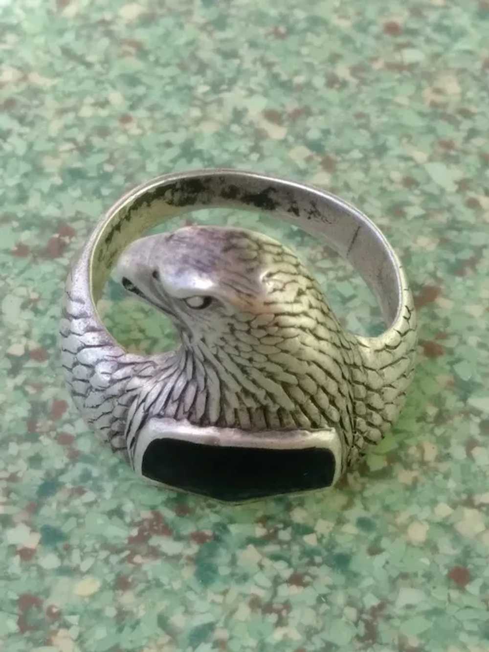 1990s Mens Sterling Silver Eagle Ring Sz 8.25 - image 3