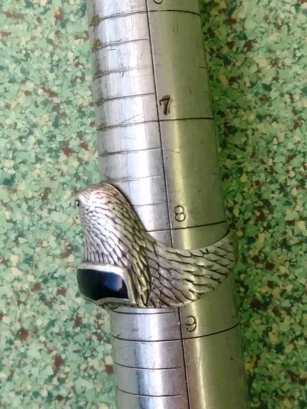 1990s Mens Sterling Silver Eagle Ring Sz 8.25 - image 5