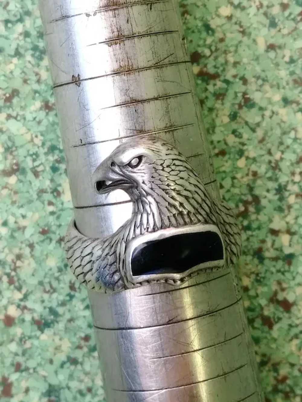 1990s Mens Sterling Silver Eagle Ring Sz 8.25 - image 6