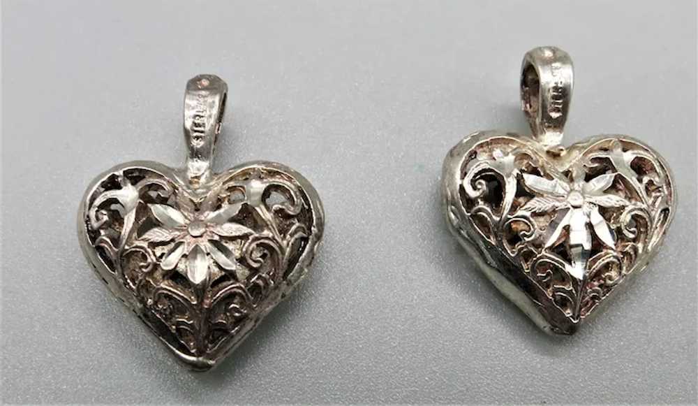 VINTAGE Sterling Open Puff Heart   Pretty - image 2