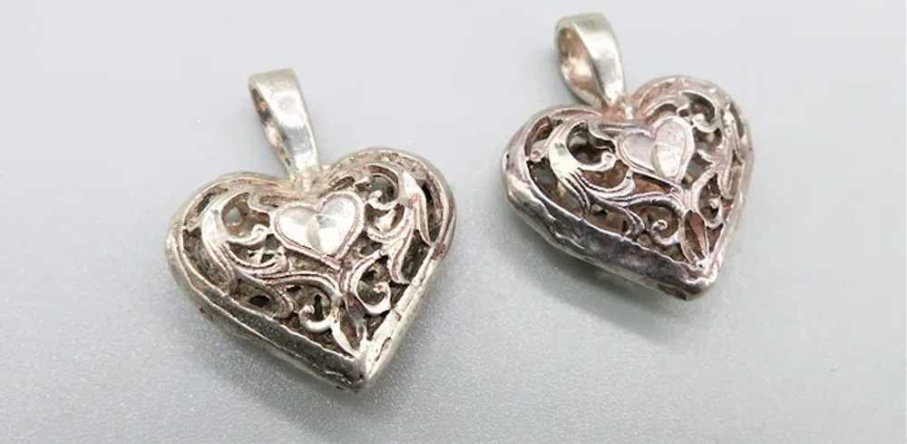 VINTAGE Sterling Open Puff Heart   Pretty - image 4