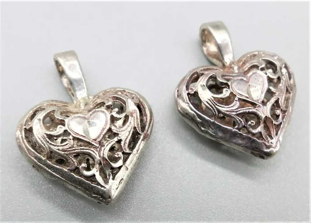 VINTAGE Sterling Open Puff Heart   Pretty - image 5