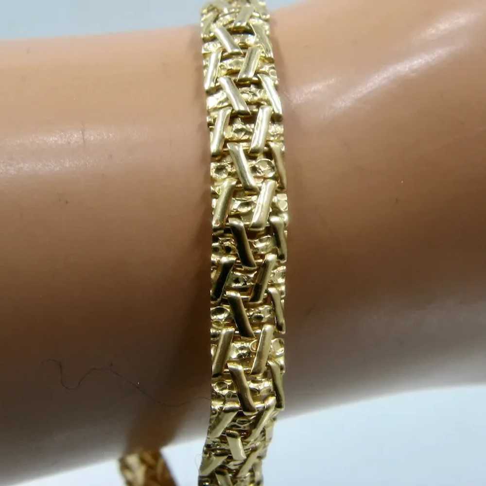 14K YG Italian Woven Link Bracelet 7 1/2" - image 10