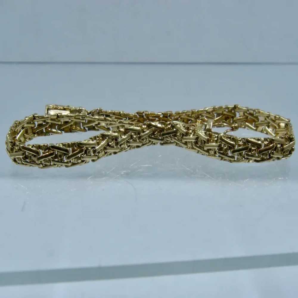 14K YG Italian Woven Link Bracelet 7 1/2" - image 4