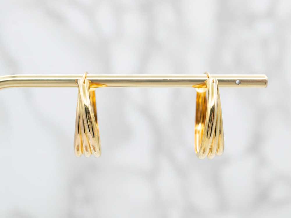 High 21K Gold Ridged Hoop Earrings - image 5