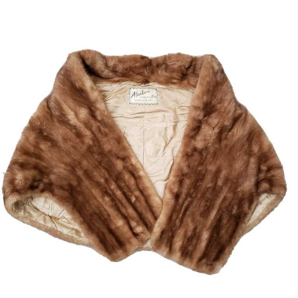 Vintage Rare Vintage Genuine Mink Stole Pastel Ca… - image 1