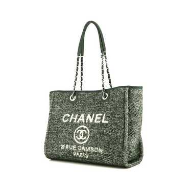 Chanel Large Deauville Shopping Bag Black and White Grid Light