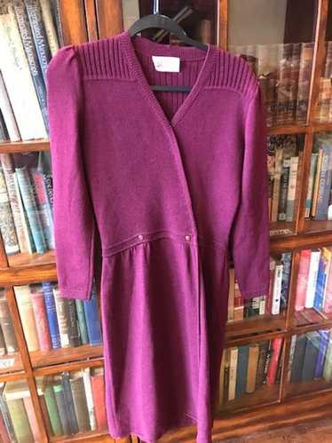St. John Vintage 70s Burgundy Wool Dress (Small)