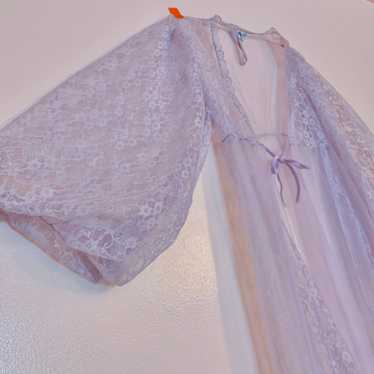 Sheer lilac balloon sleeve bed jacket - image 1