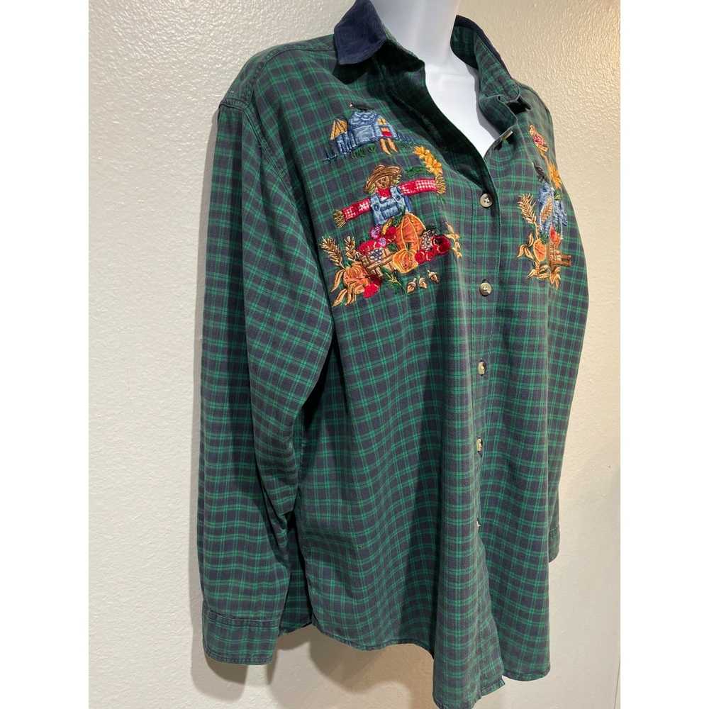 Vintage VTG 90s Casey & Max Corduroy Plaid Long S… - image 5