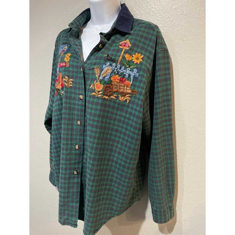 Vintage VTG 90s Casey & Max Corduroy Plaid Long S… - image 6