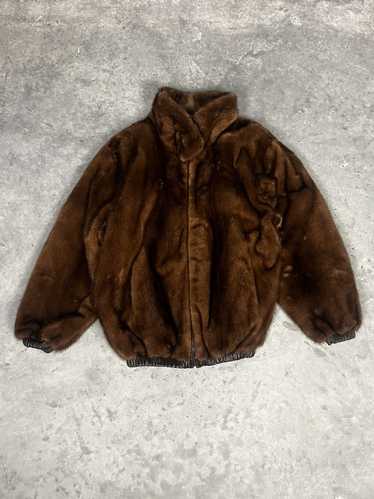 Vintage Reversible Leather & Mink Fur Bomber Jacke