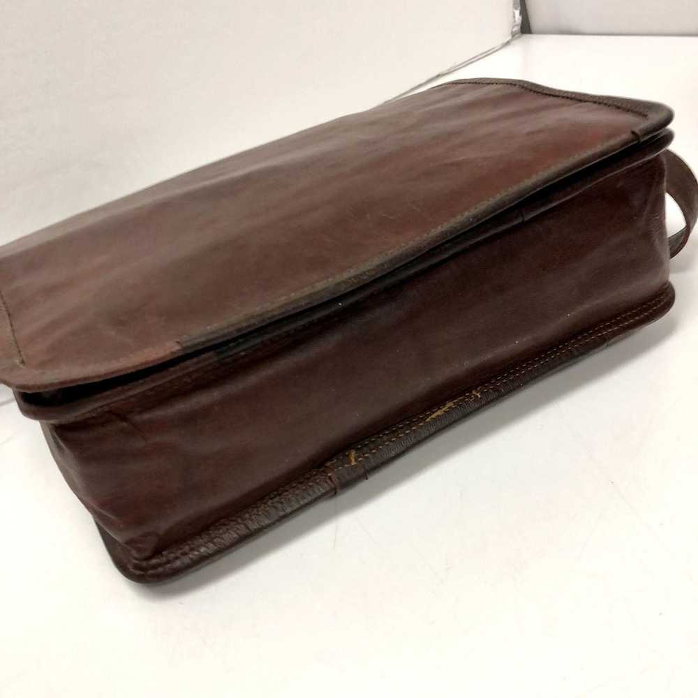 Vintage Vtg OILED Leather Distressed Handbag MESS… - image 10