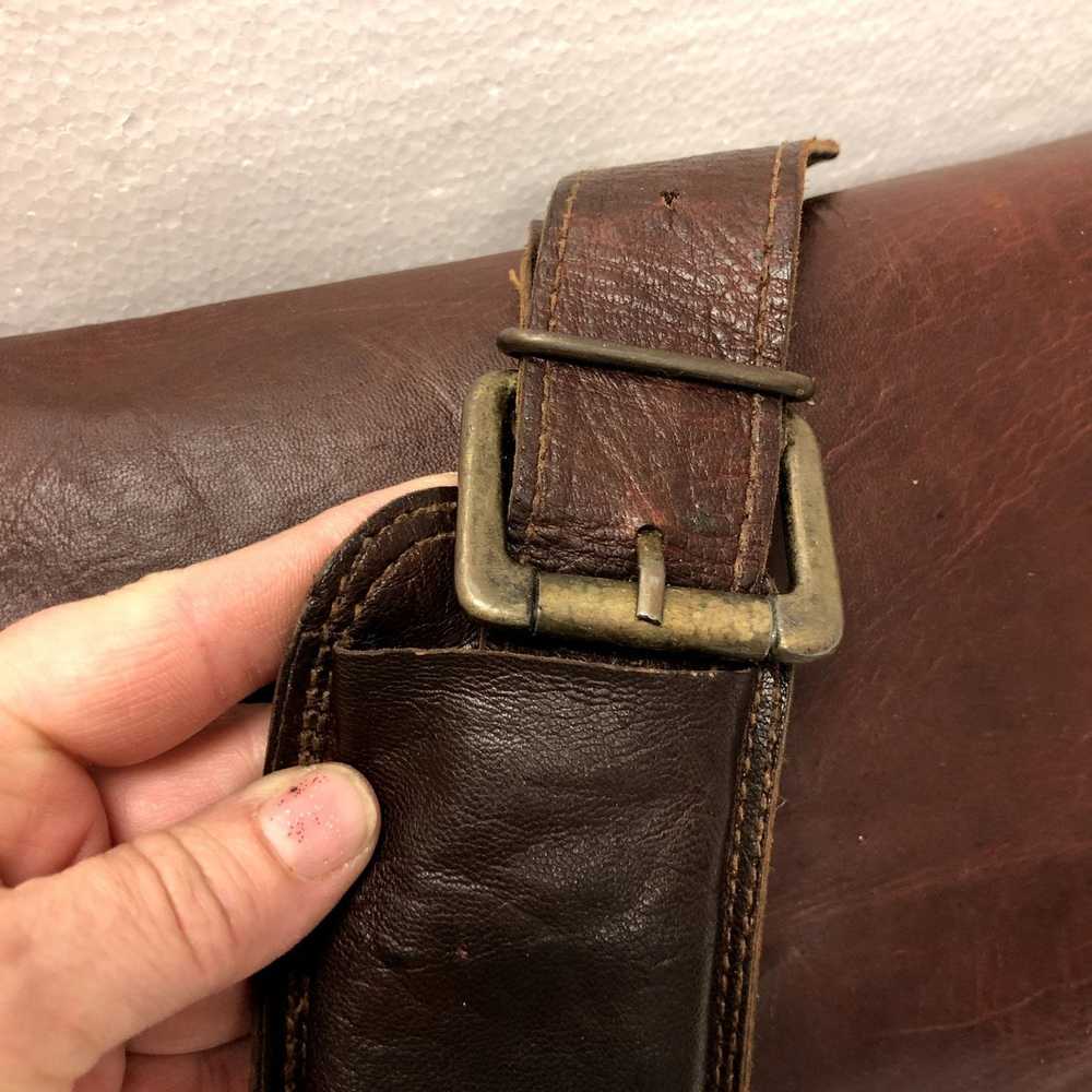 Vintage Vtg OILED Leather Distressed Handbag MESS… - image 2