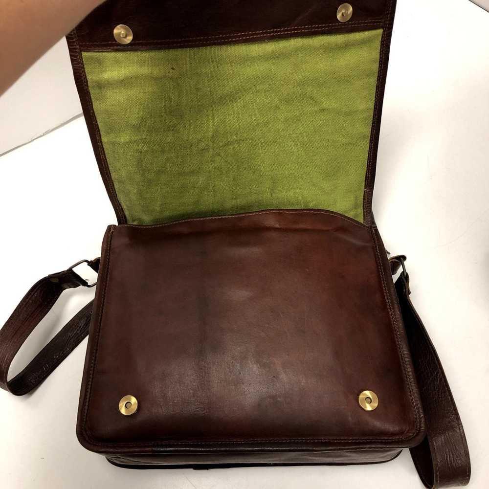 Vintage Vtg OILED Leather Distressed Handbag MESS… - image 6