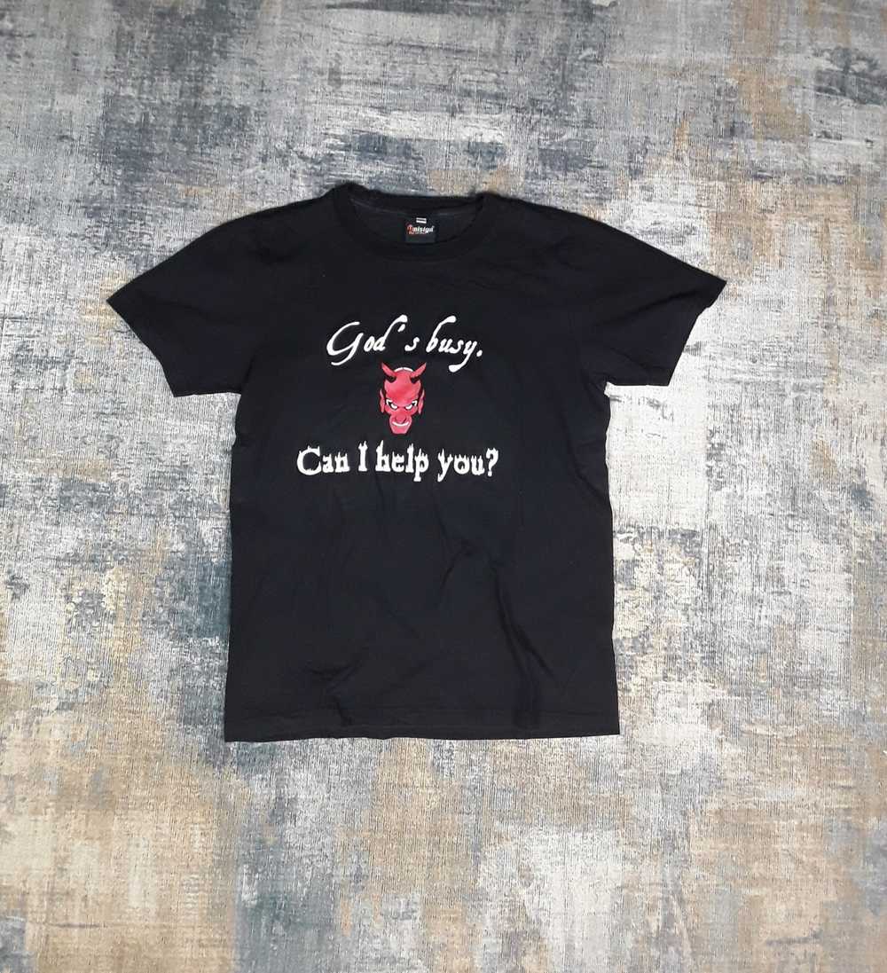 Vintage Vintage God's Busy Can I Help You Devil T… - image 1