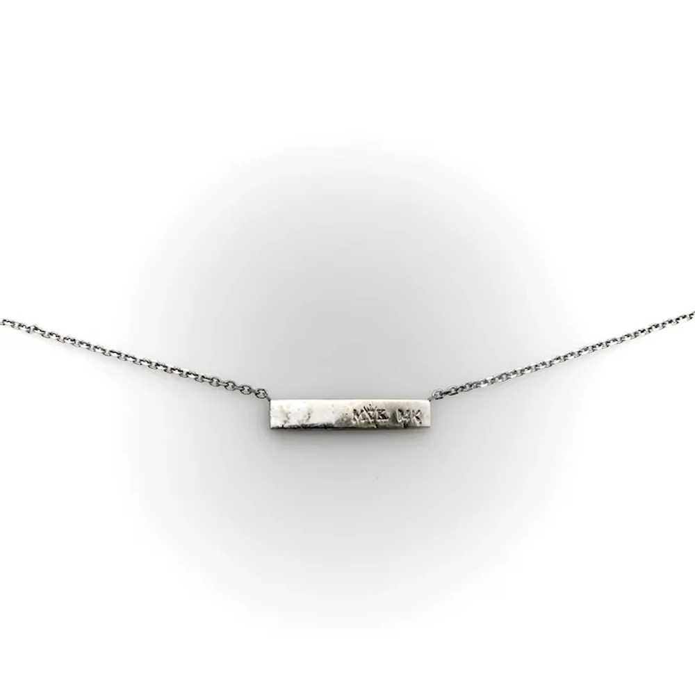 14K White Gold Bar Necklace with Diamond and Pink… - image 2