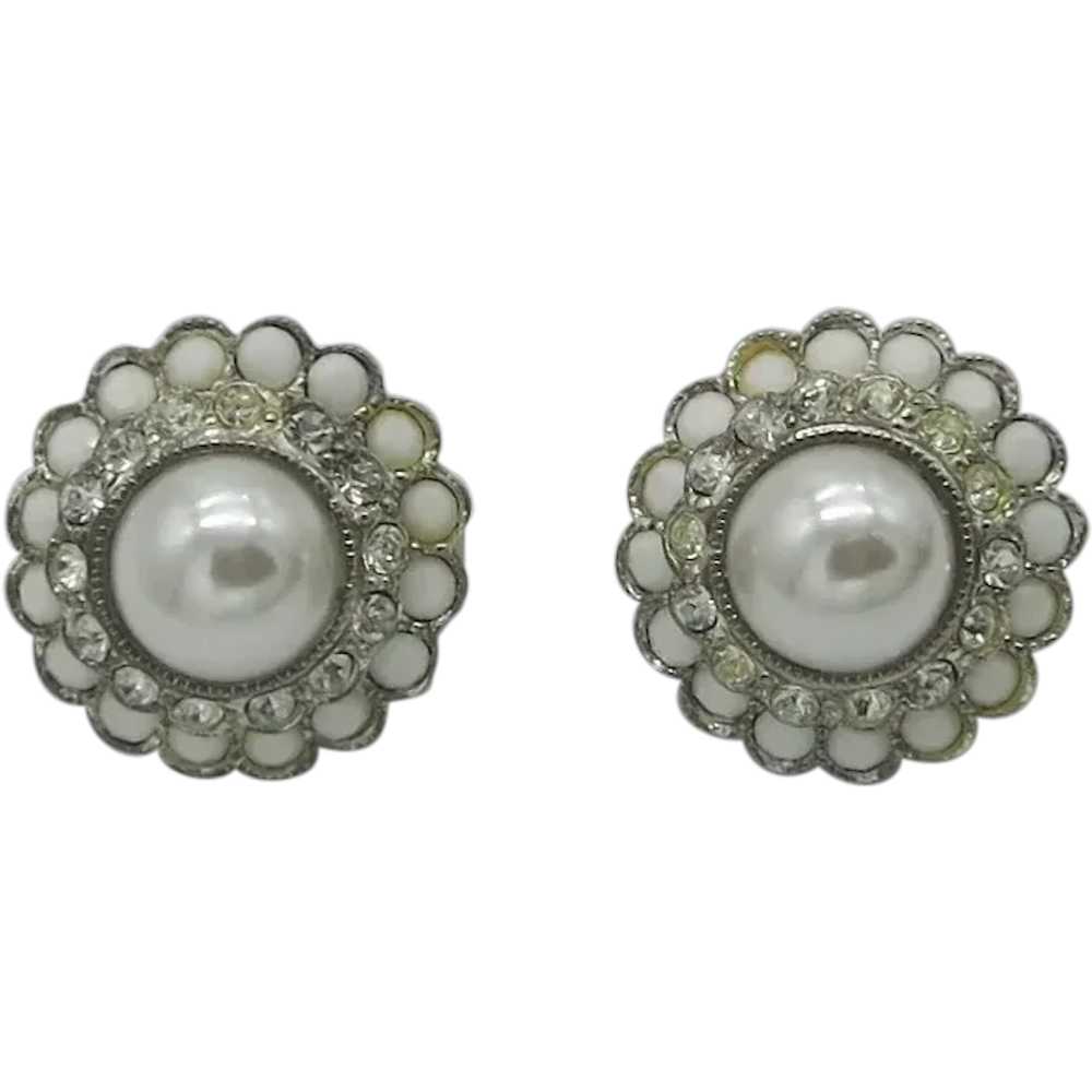 Layered Domed Graziano Earrings Faux Pearl - image 1