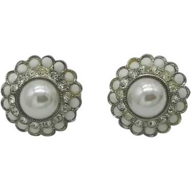 Layered Domed Graziano Earrings Faux Pearl - image 1