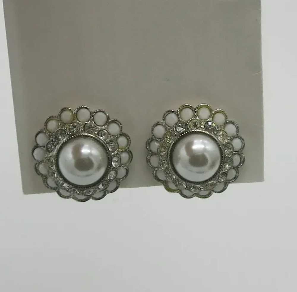 Layered Domed Graziano Earrings Faux Pearl - image 2