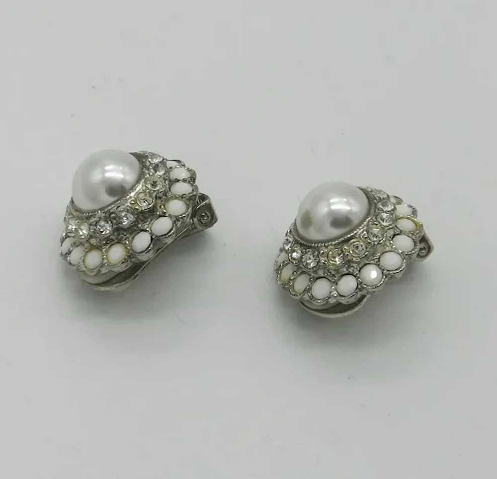 Layered Domed Graziano Earrings Faux Pearl - image 3