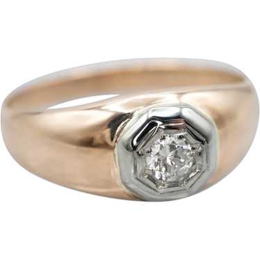 Unisex Vintage Diamond Solitaire Ring - image 1