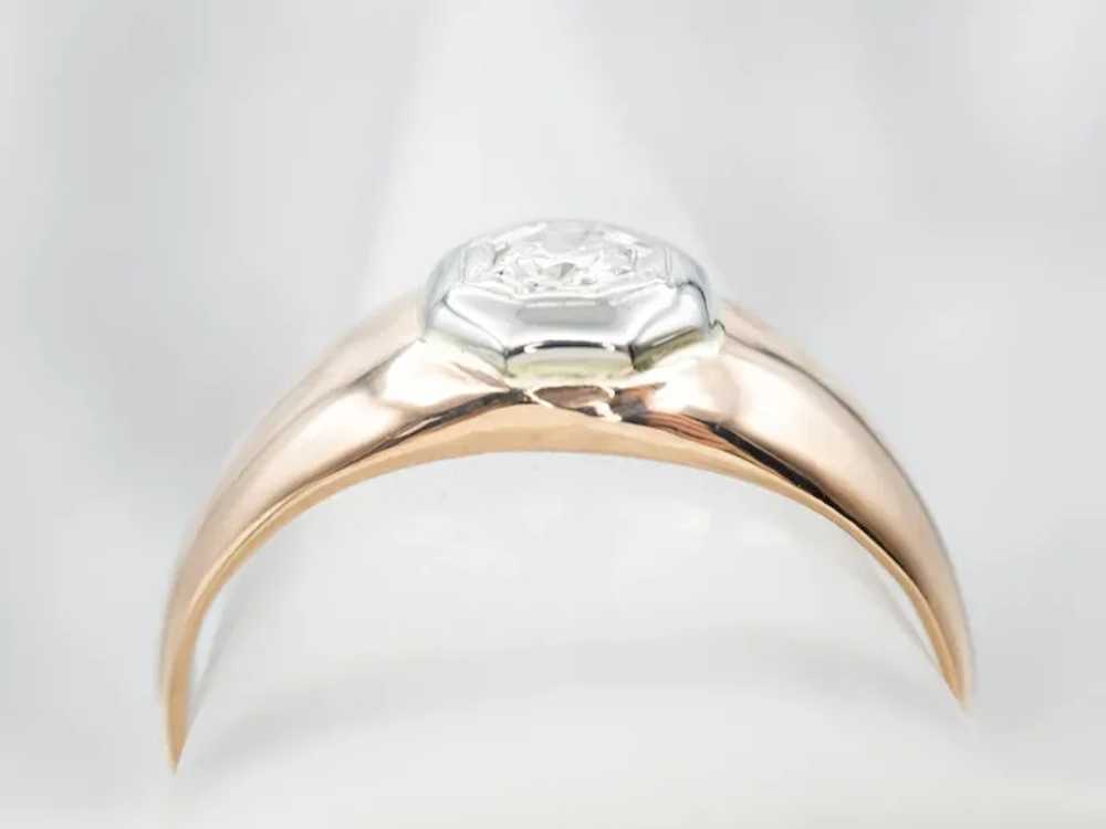 Unisex Vintage Diamond Solitaire Ring - image 3