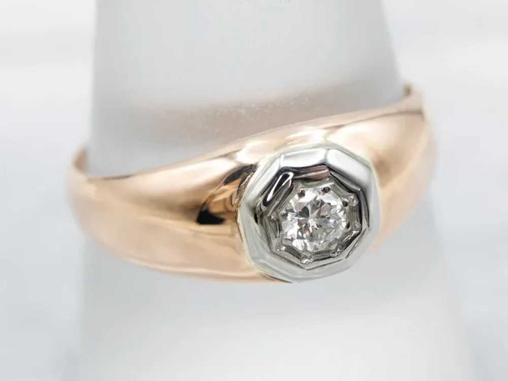 Unisex Vintage Diamond Solitaire Ring - image 4