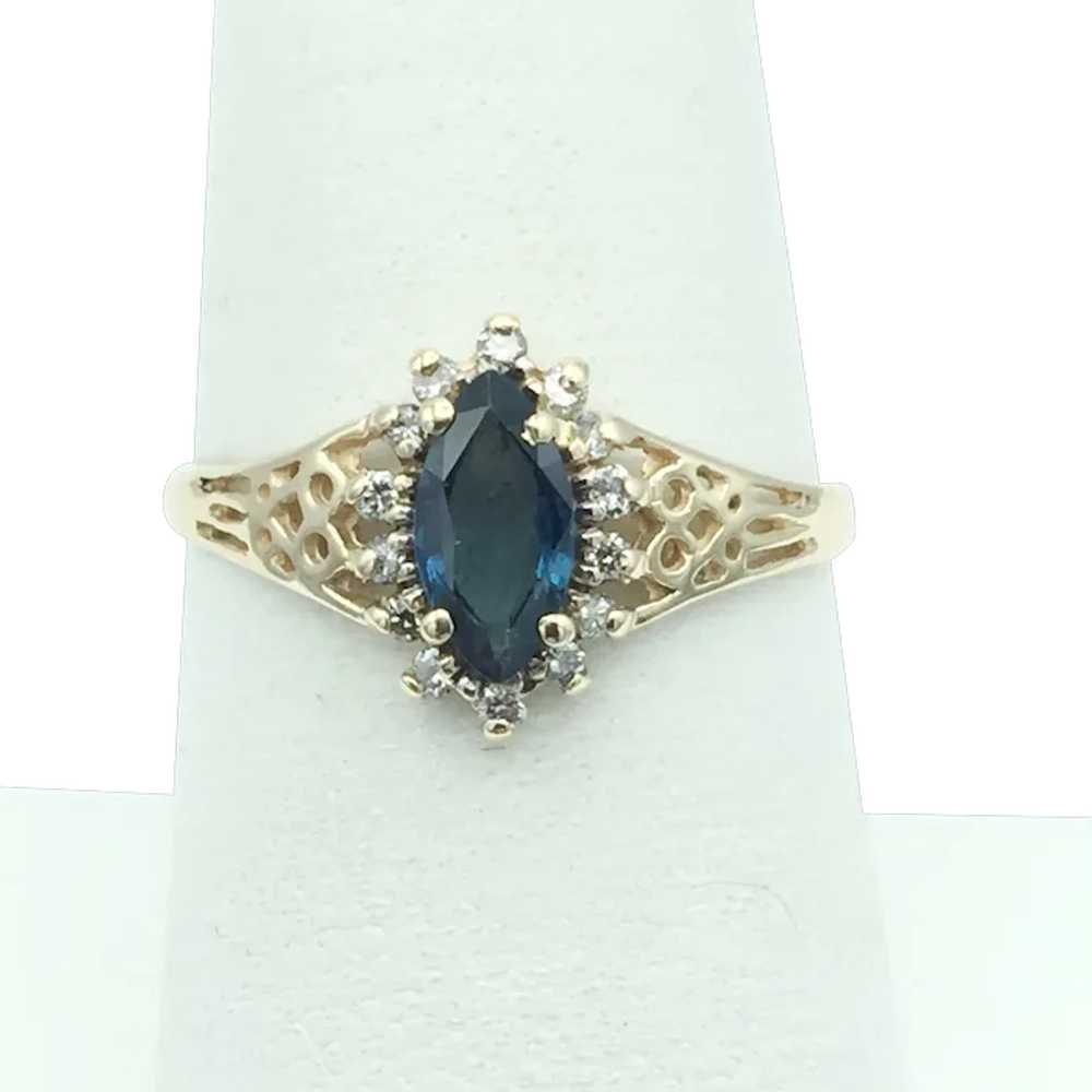 14K London Blue Topaz & Diamond Ring - image 1