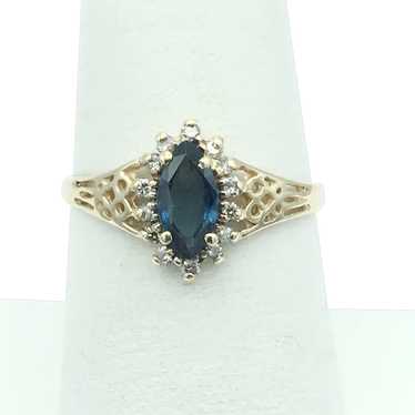 14K London Blue Topaz & Diamond Ring - image 1