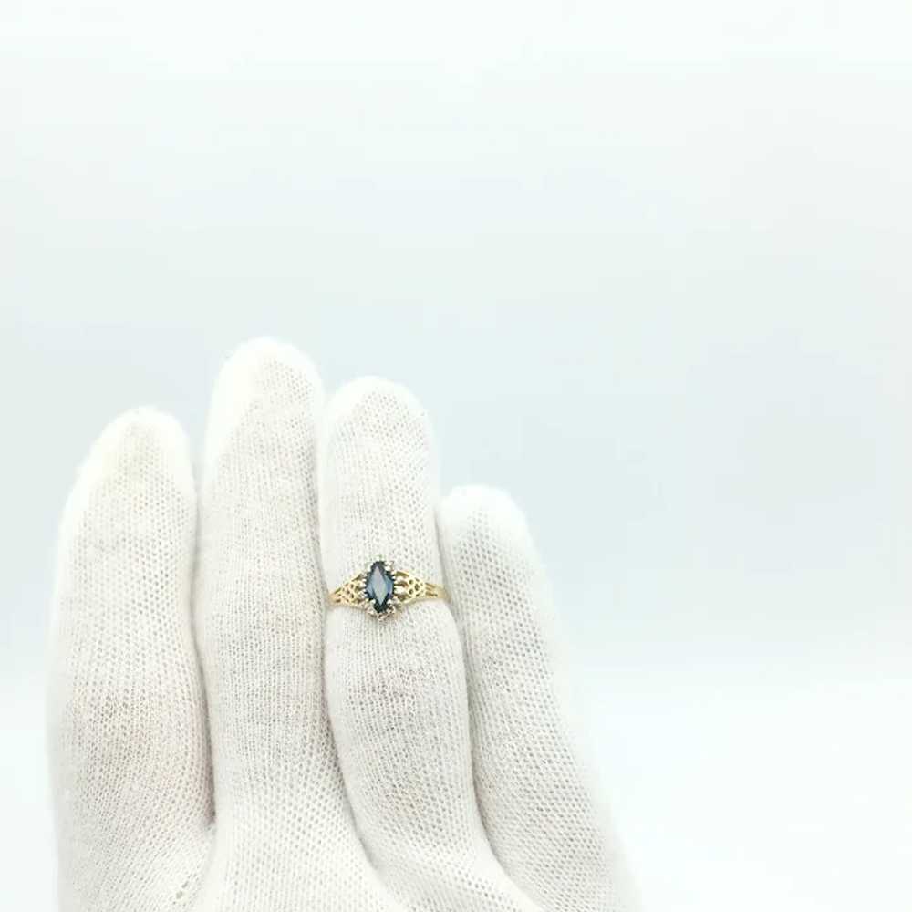 14K London Blue Topaz & Diamond Ring - image 4