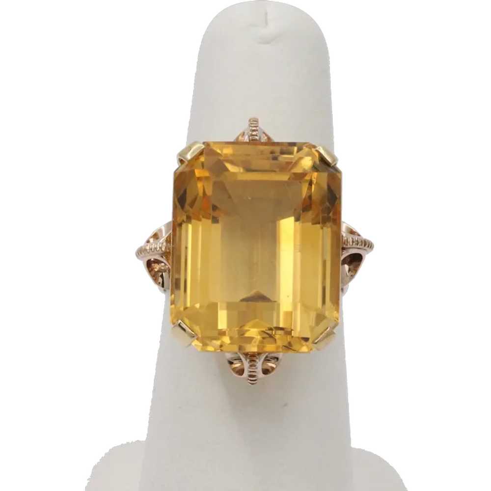 Vintage 14k Gold Large Citrine Retro Ring, Statem… - image 1