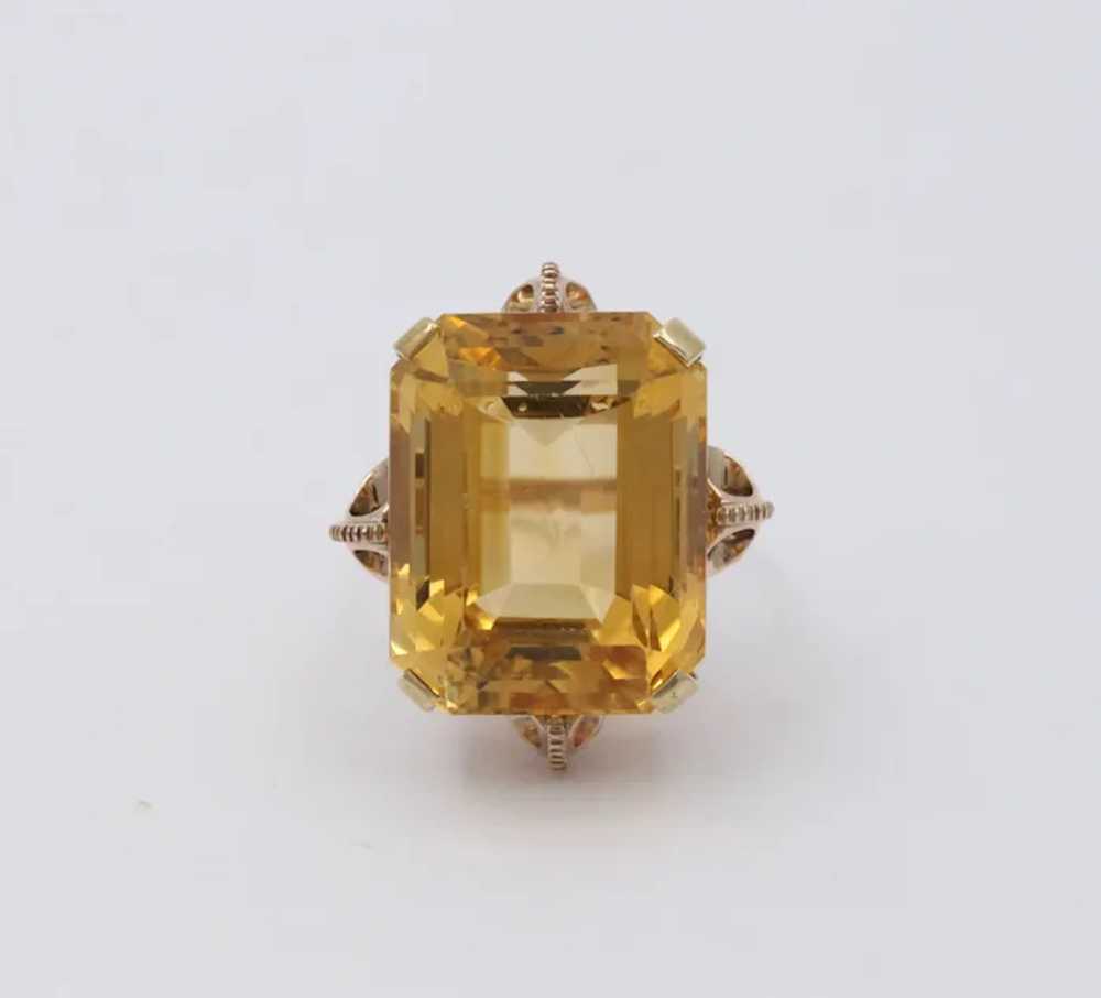 Vintage 14k Gold Large Citrine Retro Ring, Statem… - image 2