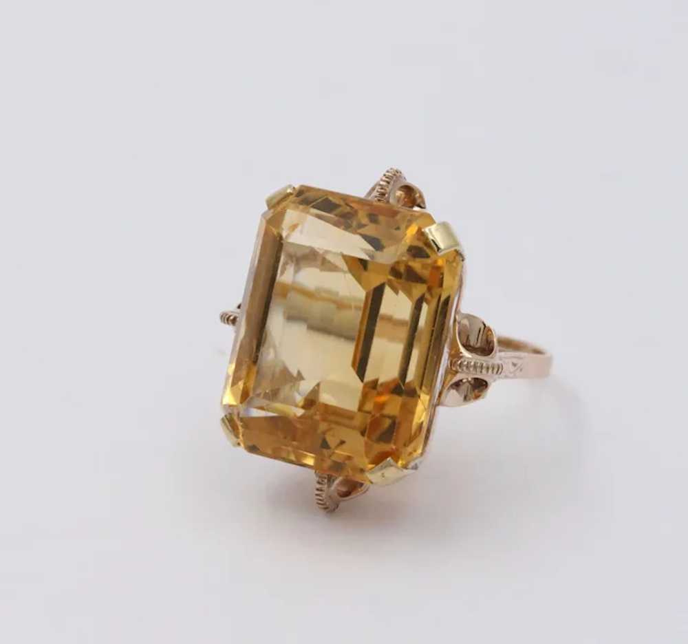 Vintage 14k Gold Large Citrine Retro Ring, Statem… - image 4