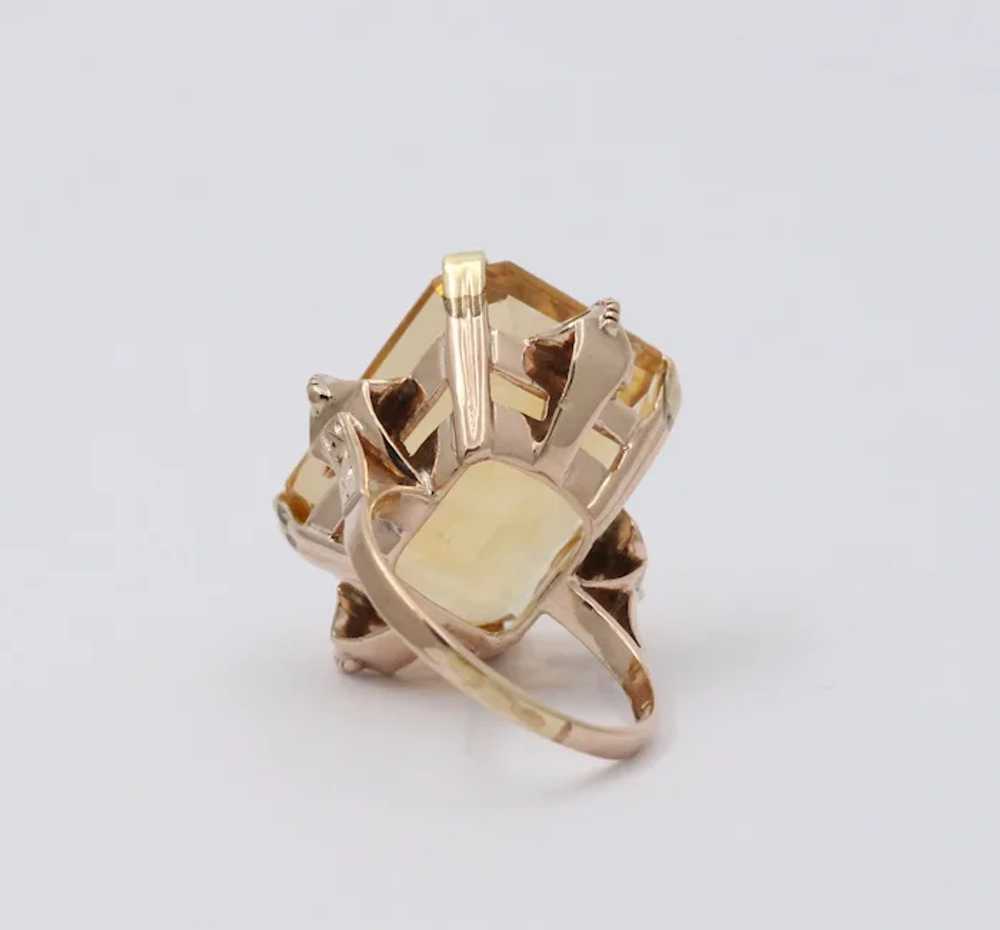 Vintage 14k Gold Large Citrine Retro Ring, Statem… - image 8