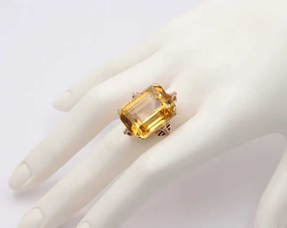 Vintage 14k Gold Large Citrine Retro Ring, Statem… - image 9