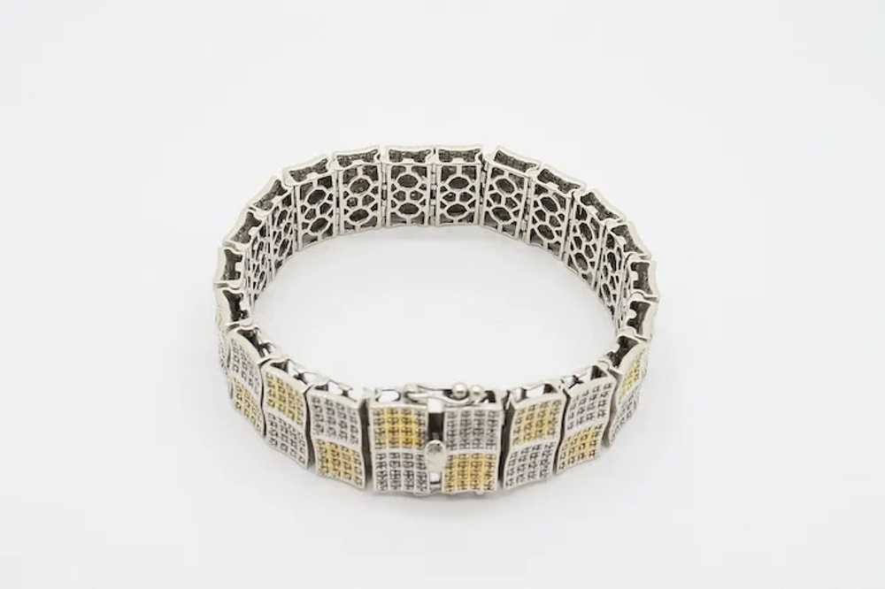 14k White Gold Wide Diamond Bracelet 3.52cttw , 8… - image 2