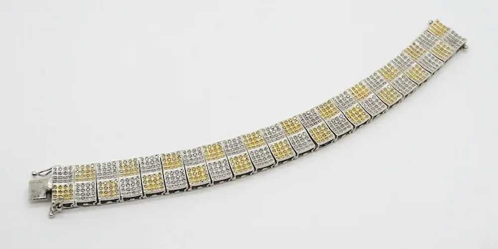 14k White Gold Wide Diamond Bracelet 3.52cttw , 8… - image 3