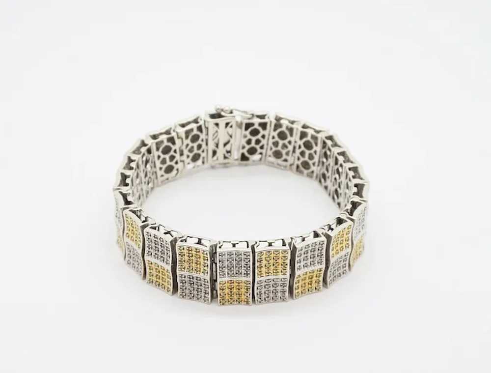 14k White Gold Wide Diamond Bracelet 3.52cttw , 8… - image 5