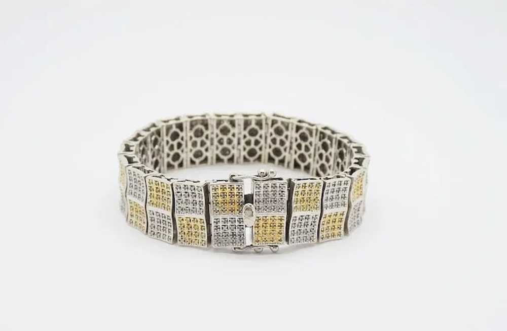 14k White Gold Wide Diamond Bracelet 3.52cttw , 8… - image 7