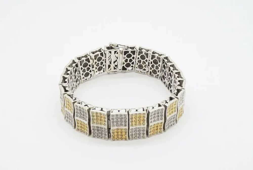 14k White Gold Wide Diamond Bracelet 3.52cttw , 8… - image 8