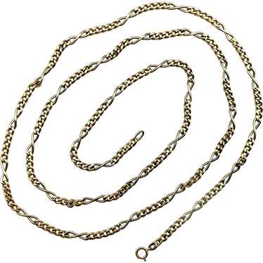 18K Gold Italian Vintage Curb and Infinity Link C… - image 1