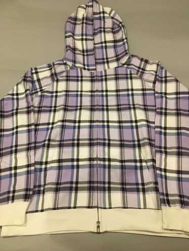 Bape Bape Purple Check Plaid Zip Up Hoodie